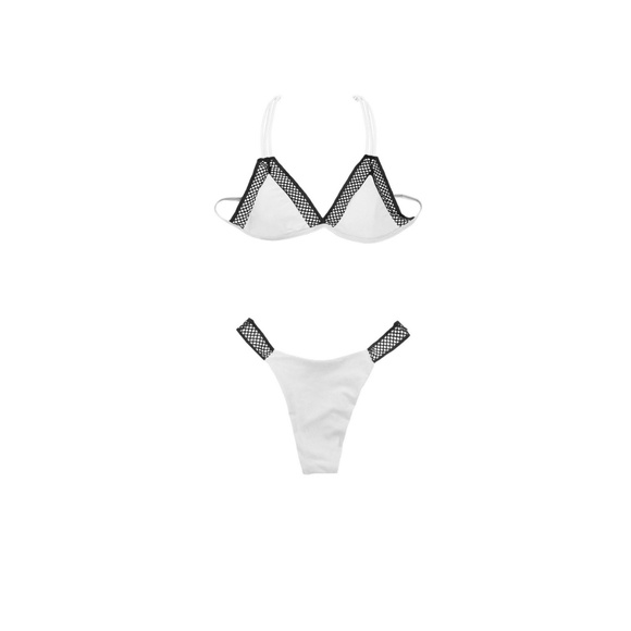 👙 FINAL SALE!! 👙 White w/ Black Mesh Bikini - Picture 3 of 3